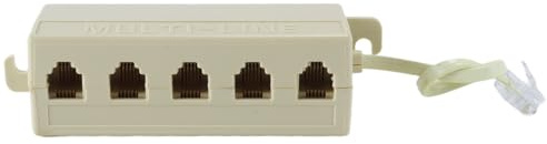 Fasizi Adaptador divisor de línea telefónica modular RJ11 de 5 vías, 6P4C, beige, 1 entrada, 5 salidas