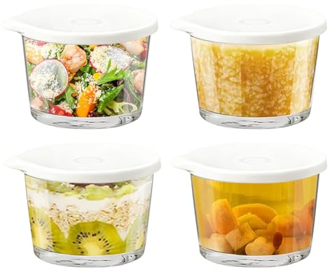 Fyrdyn Ciotole In Con Coperchi - 4 Pezzi Barattoli Per Cibo Riutilizzabili | Grandi Ciotole Per Insalata,Per Cucina Spuntino Dispensa Frigo Congelatore Pranzo Insalata Yogurt Frutta