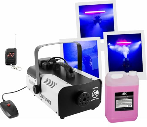Ibiza - Machine Fumée Professionnelle 1000W BoomToneDJ F1000PRO 2 télécommandes - Bidon Liquide Fumée 5L HD - DJ Anniversaire