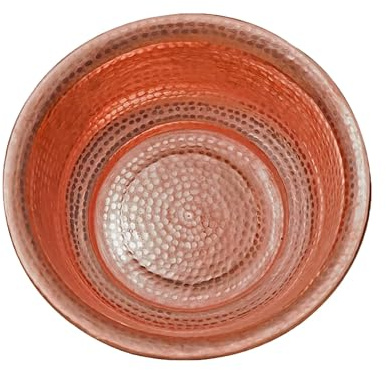 Bassin en Cuivre Martelé à la Main Bol de Pédicure Portable et Bain de Pieds avec Design à Bord Bouclé Stable pour Lavage du Visage, Camping, Pique-nique(Red,38cm/14.9in)