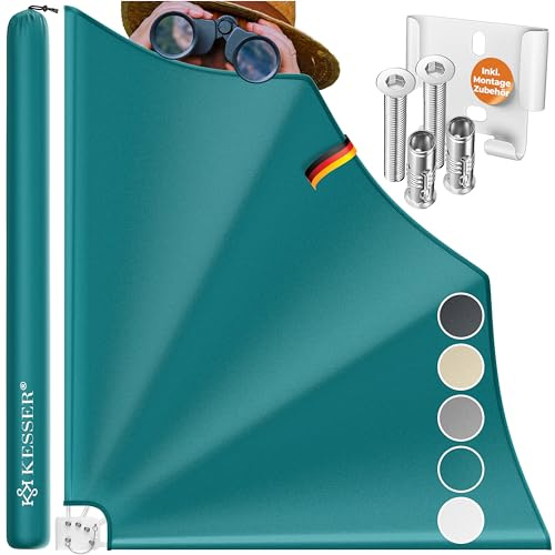 KESSER® Paravento pieghevole con montaggio a parete | 140x140 cm | Protezione da sguardi indiscreti e dal vento per balcone | Tenda da sole per balcone | Tenda laterale | Resistente alle intemperie |