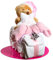 Gâteau de couches pour fille en rose - Moto avec doudou - Cadeau de naissance et de baptême - Gâteau de couches pour bébé fait à la main avec couches, couche en gaze et carte de vœux