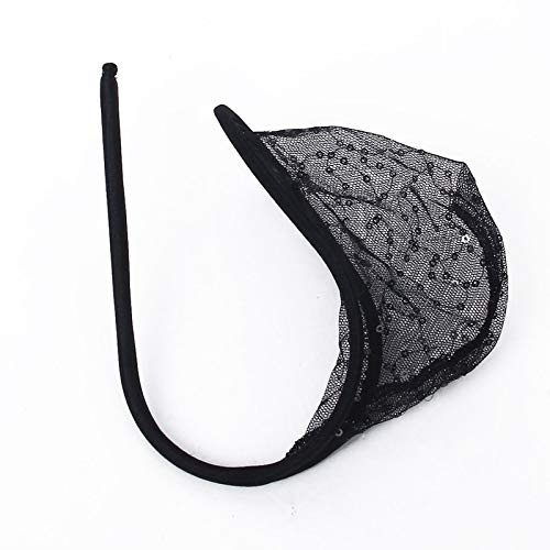 DINGGUANGHE-CUP Men's Thongs, Briefs Lace C-String Sexy Invisible Underpants Belt Panty with Sequins for Men (Color : Black)
