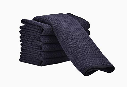 Aniease Lot de 3 torchons de Cuisine en Microfibre Super absorbants à séchage Rapide en Tissu gaufré (Noir, 30 x 30 cm)