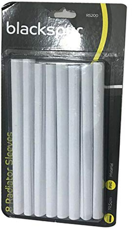 8 x Radiator Sleeves Pipe Covers 19.5cm Shrouds Snap Around Pipes White