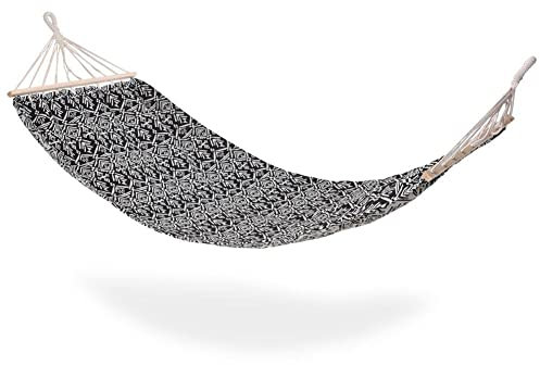 Hängematte Stabhängematte Einzelhängematte schwarz und weiß 200x80 cm