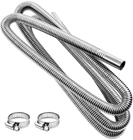 MaxEarn 200cm Exhaust Hose for Generator with 2 Clamps, Car Stainless Steel Air Diesel Heater Exhaust Pipe, Auto Parking Heater Accessories for Diesel Gas Vent Hose Heating