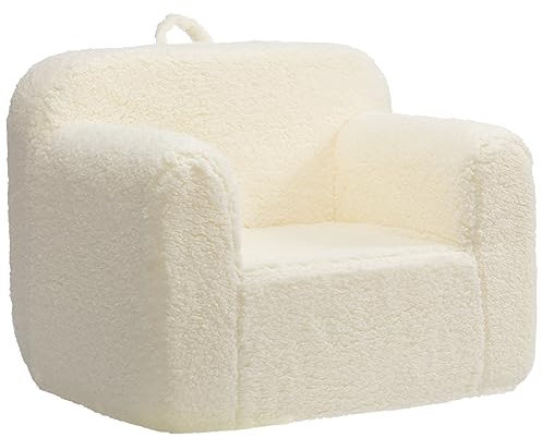 BEJOY Kindersofa - Ultra-Weicher Schaumstoff Gefüllter Kindersessel, Kuscheliger Sherpa Lesecouch für Mädchen und Jungen - Creme