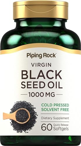 Piping Rock Black Seed Oil Softgel Capsules | 1000mg | 60 Pills | Cold Pressed Solvent Free | Non GMO, Gluten Free Supplement