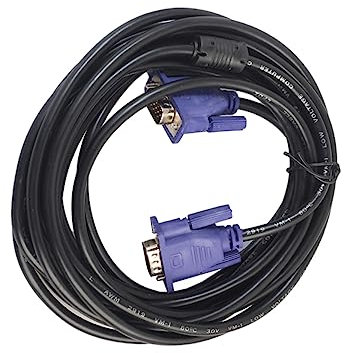 UKCOCO Cable Vga Macho a Macho De 5 Metros para Computadora, Monitor y Proyector, con Núcleo De Ferrita Antiparasitario, Color Negro con Conectores Azules, Adecuado para Conexión De Video Analógico