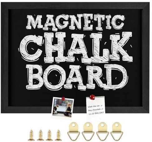 Okydoky Tableau magnétique avec Cadre en Bois, écriture à la Craie, Tableau de Collection magnétique, Cadre en Bois de pin, 45 x 60 cm, HB-BK-4560