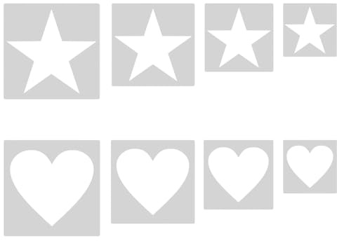 POHOVE 8Pcs Star Stencil Heart Stencil,Star Stencils for Painting Large to Small 4 Sizes Star Templates Heart Templates for Fabric Walls Arts Paper Home Decoration
