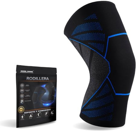 KERD_DANS Rodillera de Compresión para Menisco y Ligamento, Rodillera Deportiva para Tendinitis, Rodillera Rotuliana Estabilizadora de Sujeción de Ligamentos y Tendón Rotuliano. (Azul, Large)