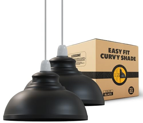 Black Ceiling Light Shade, Metal Lampshades for Ceiling Lights, Modern Easy Fit Pendant Lamp Shades for Table Lamps, Living Room, Bedroom, Kitchen, Hallway, Home Décor, Office