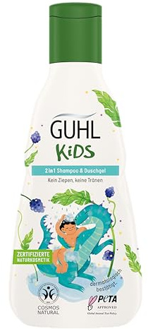 Guhl Kids 2 in 1 Shampoo & Duschgel - Inhalt: 250 ml - Speziell für Kinder entwickelt - Kein Ziepen - Kindgerechtes Design - Cosmos Natural zertifiziert