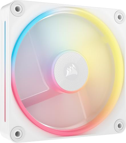 Corsair iCUE LINK LX120-R RGB 120mm PWM Reverse Fan – Single Fan – Low-Noise, Magnetic Dome Bearing, Dual Light Loops, QuikTurn™ Screws, Zero RPM Mode – White