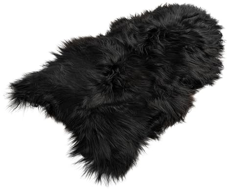 Decorating Sheepskins Peau de Mouton mérinos véritable de qualité supérieure Peau d'agneau véritable, Douce et Moelleuse, Fourrure pour chaises, Peau de (Noir Naturel, 120 x 130 cm)