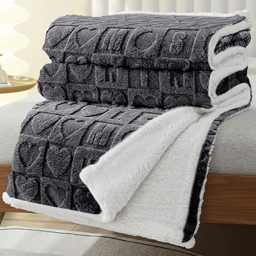 MANEMI Manta Sofa de Borrego, Doble Cara Franela y Sherpa, 100% Poliester, Suave y Caliente para Invierno, Cama, Sobrecama, Borreguito