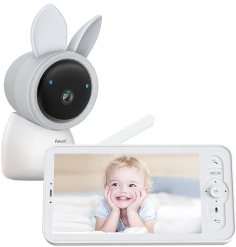 ARENTI AINanny Vigilabebés 2K UHD con Pantalla LCD de 5 Pulgadas, función de Giro e inclinación con Seguimiento automático