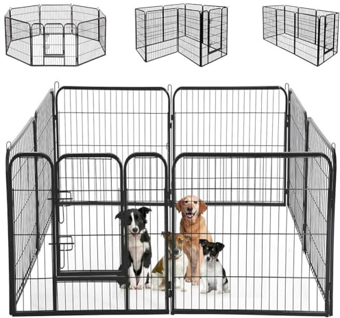 BAKAJI Recinto con Porta per Animali in Ferro Componibile, Recinzione Modulabile Personalizzabile in Metallo, Recinti per Interni ed Esterni per Cani, Gatti, Criceti, Conigli, Cincillà (77 x 80 cm)
