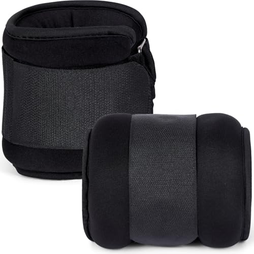 Ankle Weights adjustable Starp Set for Men Wrist Weights for Women Hand Leg Weight - Gym Fitness Running Walking Strength Training Equipment (0.5kg-3.0kg) in Pairs (Black, 2KG Pair = (2 x 1KG))