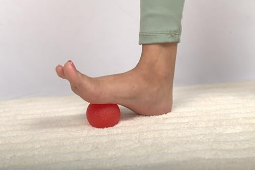 Wonder Care Sfera massaggiante per fascite plantare, rullo massaggiante in silicone, sfera per agopressione corpo per lacrosse e schiena, 1 unità, rosso, 50 mm