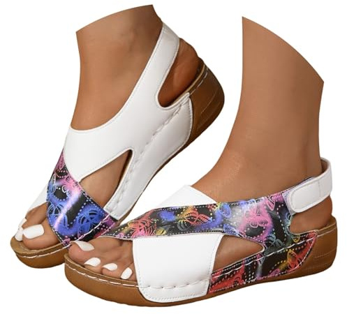 Generico Sandales orthopédiques pour femme d'été élégantes, légères, orthopédiques, confortables antidérapantes, sandales compensées lavables, plage de sport en plein air, chaussures de randonnée