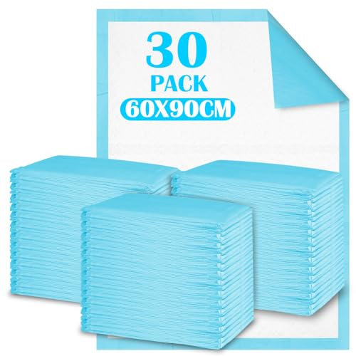 Lot de 30 Alese Jetable Bebe, 60 × 90cm Matelas à Langer pour Bébé, Tapis de Change Respirantes, Ultra Doux Anti-Fuite Alaise Jetable Bébé, à Absorption Imperméables pour Table à Langer et Lit Bébé