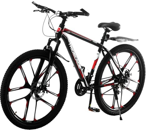 BSTSEL 24 26 27.5 Inch Mountain Bike 3 Spoke Wheels Bicycle Mountain Bicycle 21 Speeds with Dual Disc-Brake Suitable for Men Women Over The Age Of 12 (27.5 icnh 10 Spoke Red)