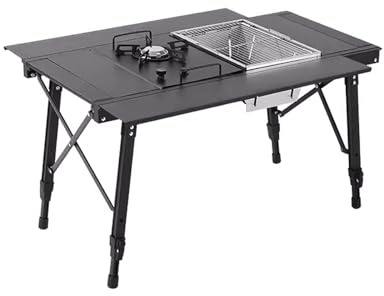 Tavolo da barbecue portatile per cucinare all'aperto, stazione grill da campeggio, facile installazione per feste e picnic, ideale per barbecue in giardino e riunioni all'aperto