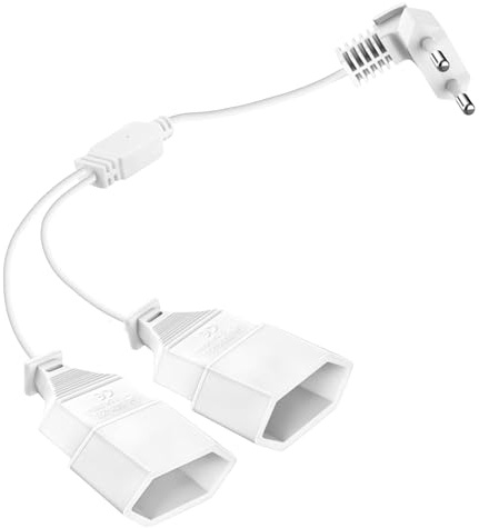 Verlängerungskabel Abgewinkelter Eurostecker 90° Flachstecker Verlängerung 2 in 1 Verlängerungskabel Dünn Weiß Eurostecker Verlängerung 2.5A/250V für TV PC Computer Monitor