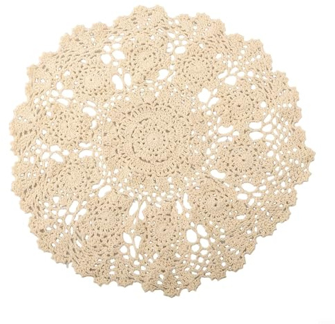 Tapete de mesa redondo retro hecho a mano con flores de ganchillo de algodón para comedor y decoración del hogar