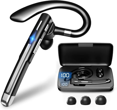 Headset Bluetooth 5.2 Kabellos Kopfhörer mit CVC8.0 Dual Mikrofon 70 Std Spielzeit In Ear Kopfhörer 1,5 std Schnellladung LED Ladebox Zwei-Geräte-Verbindung Ohrhörer für Autofahren/Business/Büro