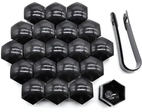 20 pezzi copri dadi neri da 17 mm, copri dadi in plastica di ricambio universali con strumento di rimozione, tappi protettivi per bulloni delle ruote per auto.