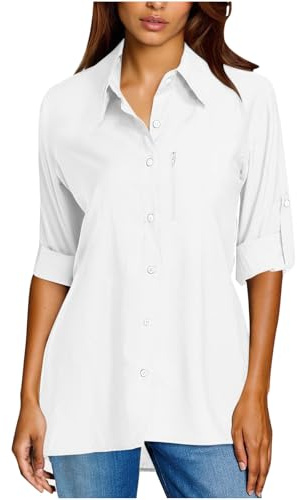Générique Chemisier Femme Anti-UV Manches Longues, Blouse Légère Respirante pour Randonnée Pêche Voyage Plein Air