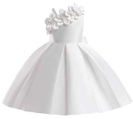 Générique Robe Fille Cérémonie Mariage Princesse Été Coton sans Manches Fleurie Chic Enfant Baptême Soirée Fête Communion Style Tulle A225