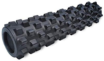 RumbleRoller Rouleau en mousse texturée pour muscles, 56 cm, extra ferme, taille moyenne, noir