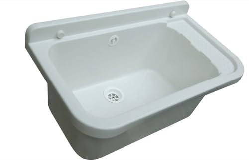 Komplett Ausgussbecken WASCHBECKEN 60cm WEIS Waschtisch Handwaschbecken