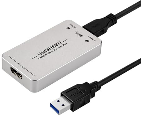 UNISHEEN USB 3.0 Capture HDMI Video Adapter Card, Broadcast Live Stream and Record, HDMI to USB 3.0 Dongle HD 1080P Live Streaming Video Game Grabber Converter (UC3200H-EU)