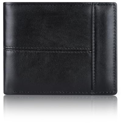 swallowmall Cartera Hombre Billetera Bifold con RFID 18 Tarjetas de Crédito con ID Ventana Ranuras para Billetes Caja de Regalo Negro