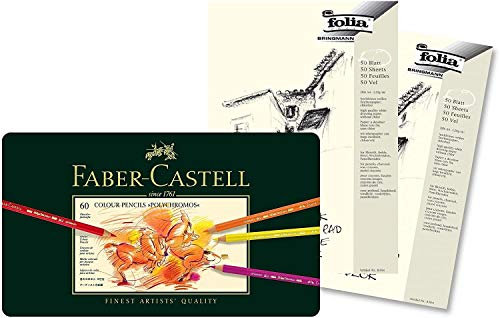Faber-Castell - Farbstifte Polychromos, 60er Metalletui + Skizzenblöcke A4