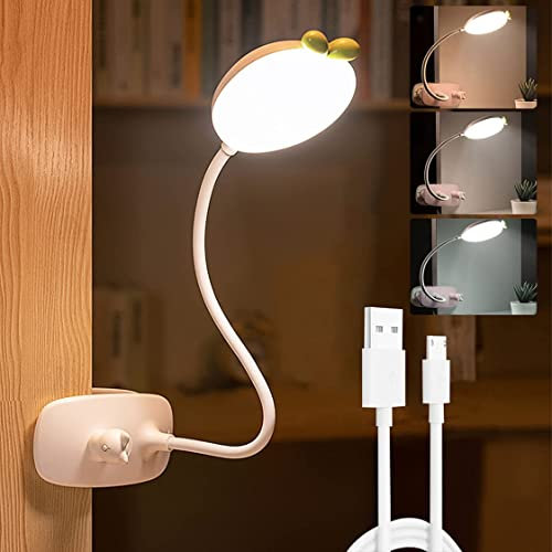 HMAKGG LED Clamp Lamp Bed Reading Lamp, Dimmable Clamp Lamp, 3 Modes & 5 Dimming Levels, Flexible Clamp Light for Bed Headboard, Bedroom, Office,Pink