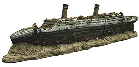 WDOPEN - Decorazione per Acquario Titanic Shipwreck, Relitto Marino in Resina, Nascondiglio, Paesaggistica per Acquario