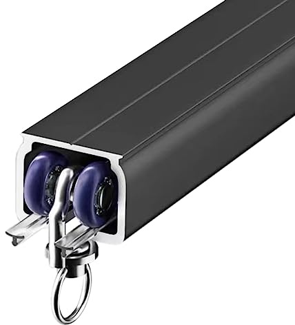 Rail de Rideau, Tringle rideau 2m 3m 4m 5m 6m 8m 10m 12m 15m Tringle À Rideaux Pour Séparation De Pièces Noir, Rails Pour Rideaux Coulissants En Aluminium Pour Fenêtres/ Plafond/ Mur(Wall Mount,1m/3.3