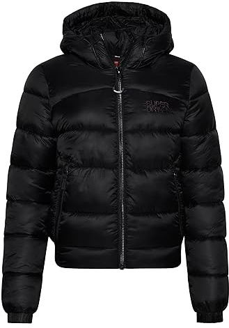 Superdry Damen Sports Bomberjacke mit Steppung Schwarz 38
