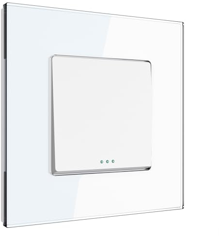 PULSAR Lichtschalter Kreuzschalter 1 Fach Glas Schalter Unterputz Weiß Standard Kreuzschalter Einzeln Mechanischer Wandlichtschalter Unterputz Schalter