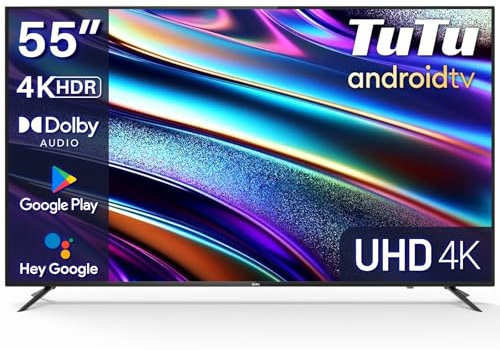 TuTu Smart TV 55 Pouces (139 cm) 4K UHD WiFi Bluetooth LED Android Téléviseurs Con Chromecast, Google Assistant, DVB-T2/S2/C - TUS55UD1A