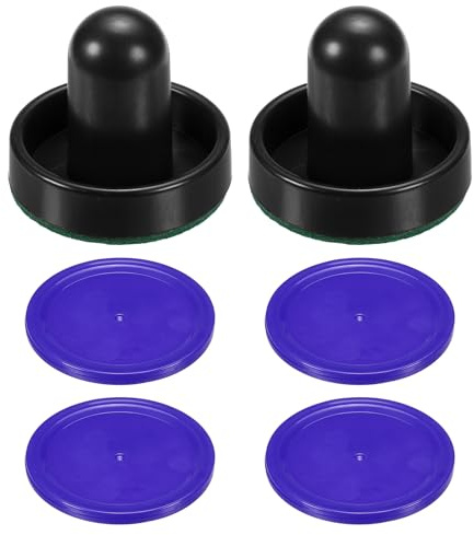 PATIKIL 60 mm Air Hockey Pushers och Air Hockey Pucks, handtag paddlar ersättningstillbehör för spelbord (2 Pushers med dynor, 4 puckar)
