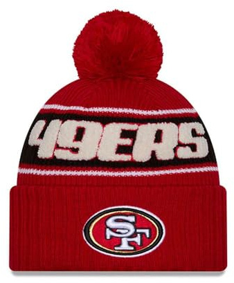 New Era San Francisco 49ers NFL 2024 Sideline Sport Knit Rot Bommelmütze - One-Size