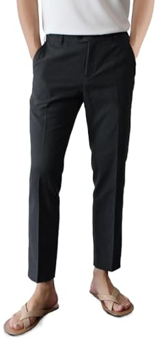 GINGTTO Pantalone Chino Uomo Slim Fit Estivo Elasticizzati Trousers Leggeri Pantaloni da Spiaggia Nero 34/30